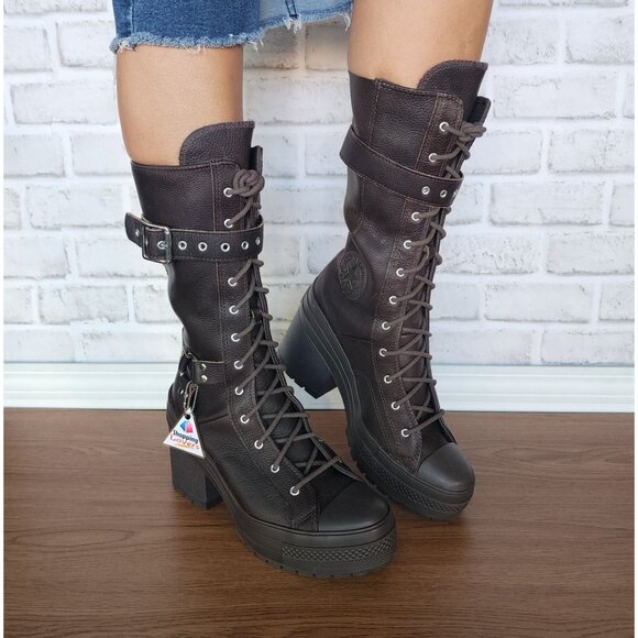 ⭐Chuck 70 De Luxe Heel XXHi Platform Buckles Heels Sz 5 Mens Boots Brown A15659C - Picture 3 of 7